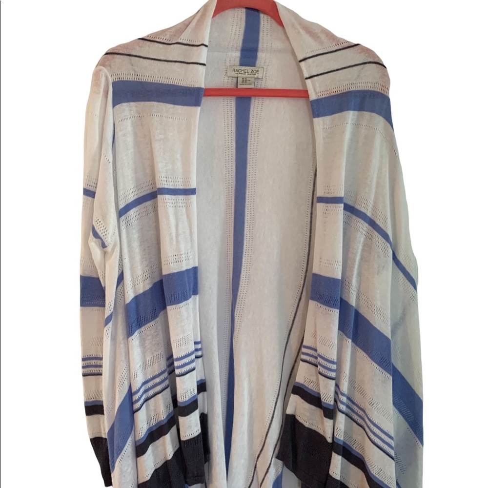 Rachel Zoe Striped Cardigan in Blue and White
